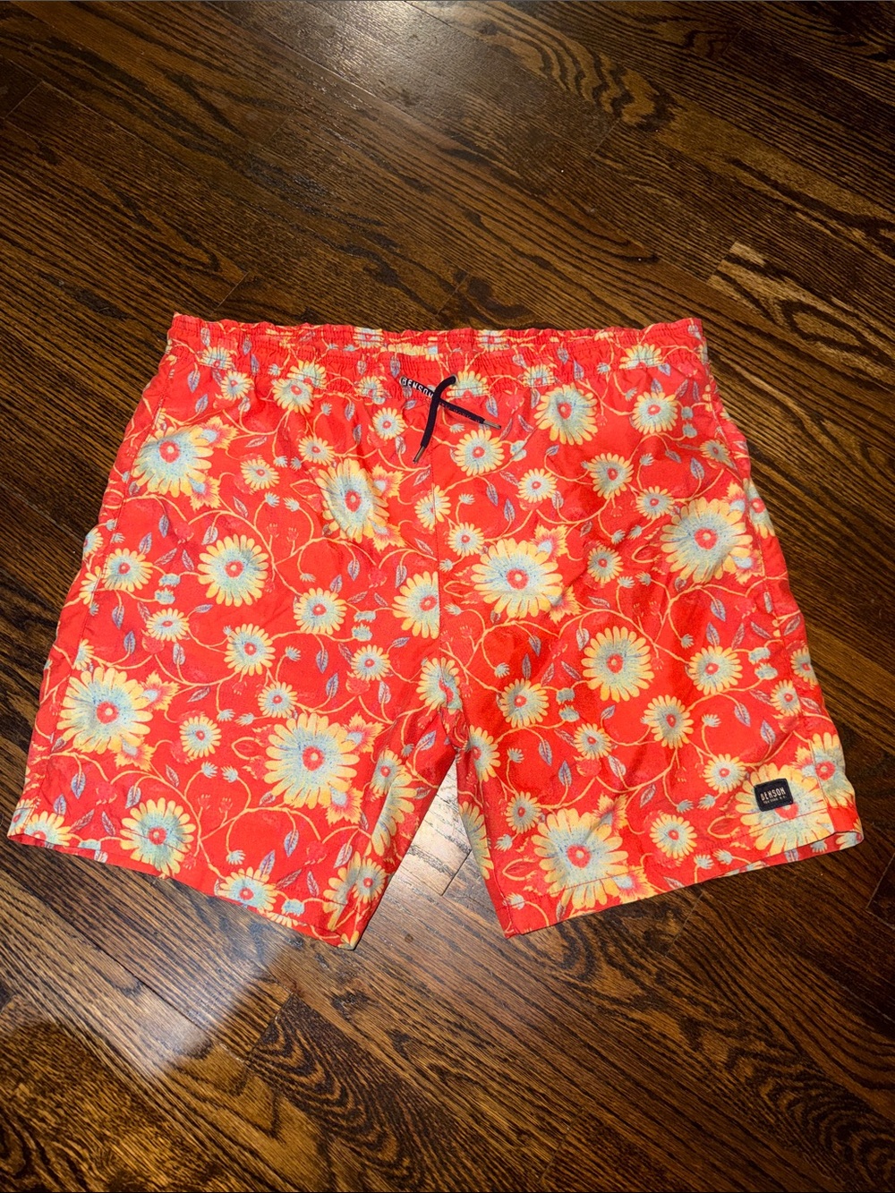 Benson NYC Men's Floral Swim Trunks Orange Coral Daisy Quick Dry SZ XXL